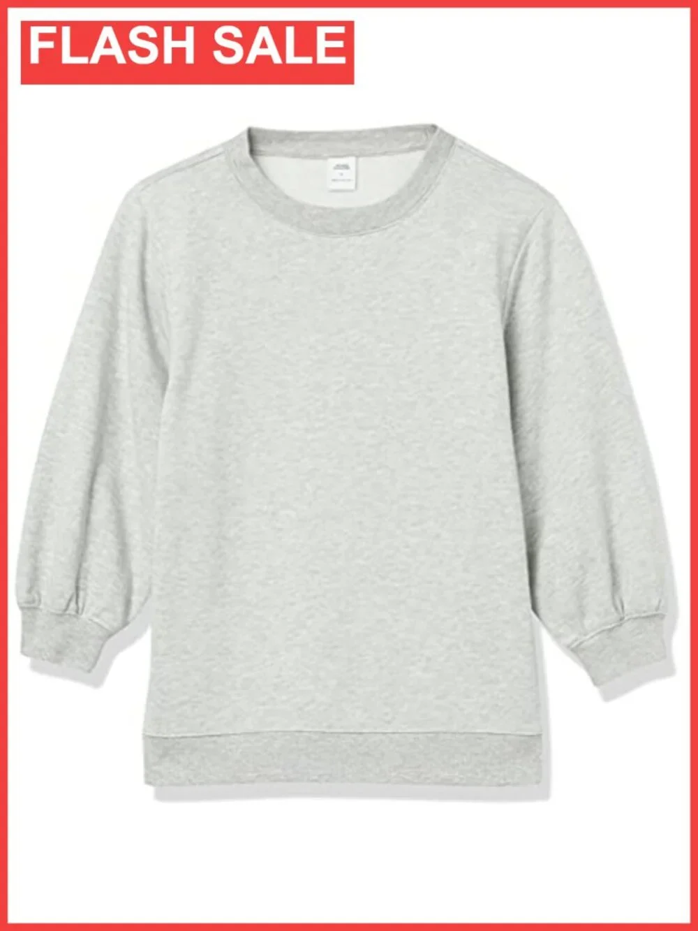 French Terry Fleece Crewneck Sweatshirt Loose Fit 3/4 Blouson Sleeve